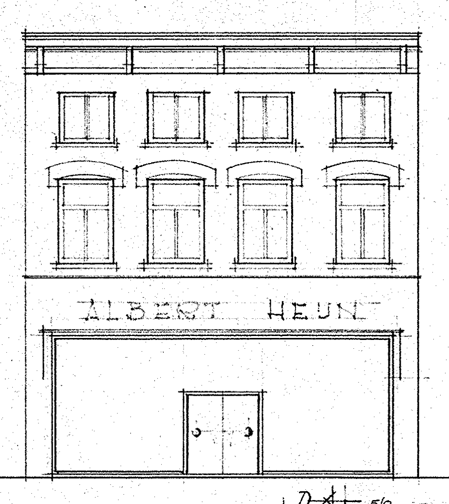 Voorgevel  verbouwing Albert Hein Burchtstraat, Datum tekening 21-2-1957 (D12.427104)